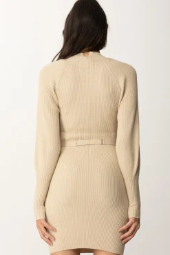 Twin-set Abito a Costine con CinturaWHITE CREAM