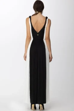 Twin-set Abito Bicolor con Spalline IntrecciateBIC.NEVE/NERO