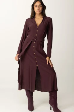 Twin-set Abito Chemisier con CinturaPLUM WINE