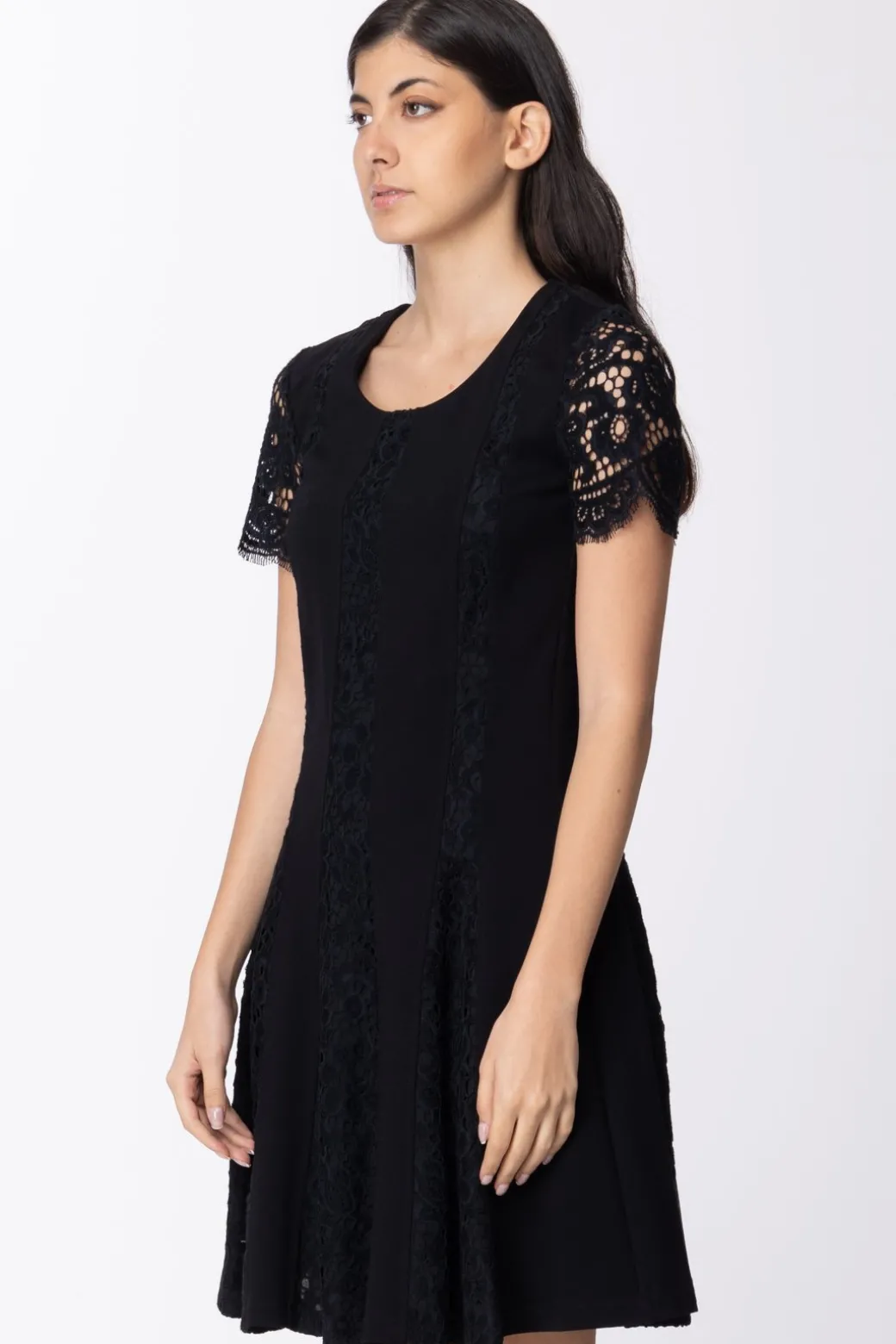 Twin-set Abito con Pizzo MacramèNERO