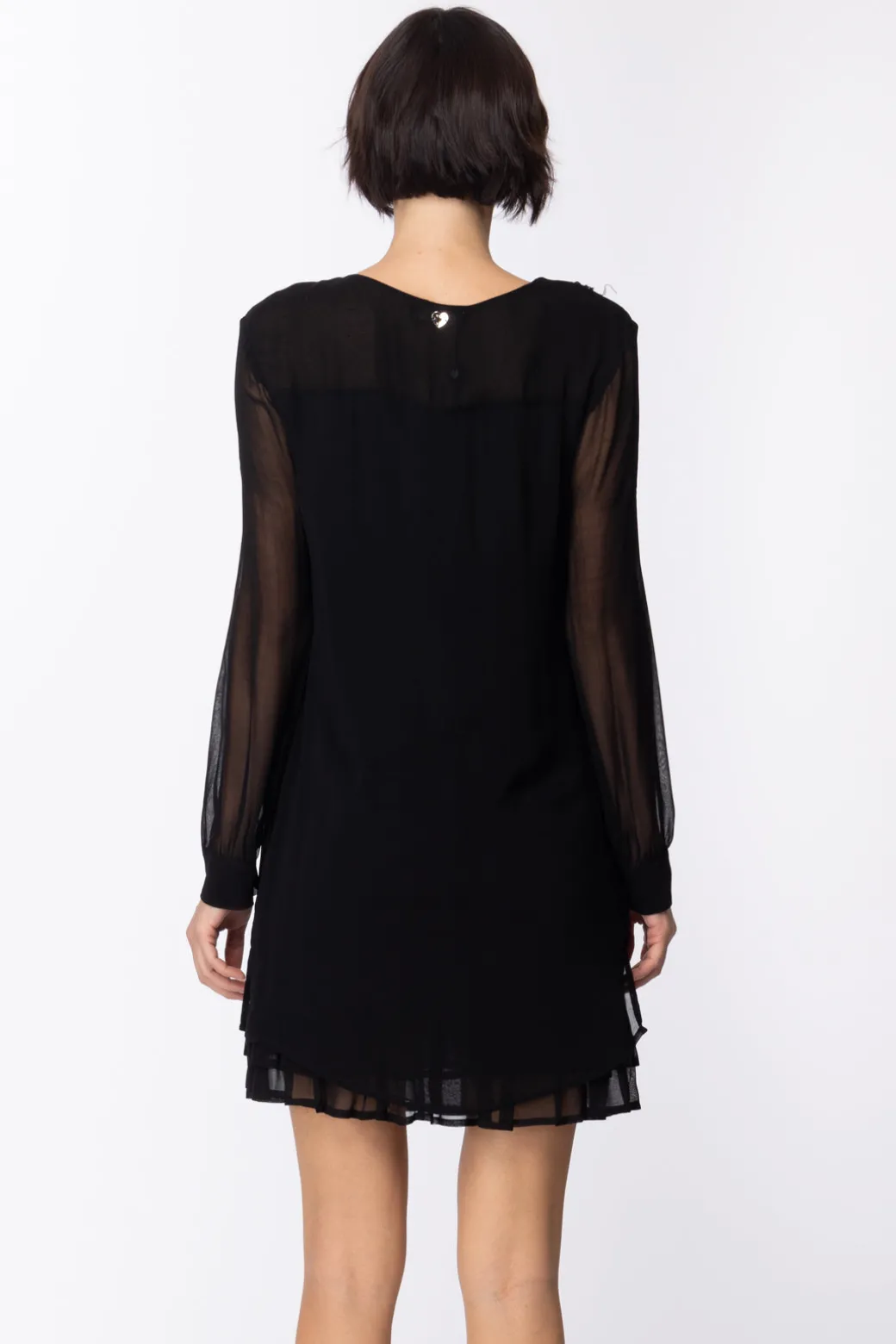 Twin-set Abito Elegante In Tulle con PaillettesNERO