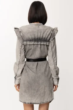 Twin-set Abito In Jeans con Ruches e CinturaDENIM MARMORIZZATO GRIGIO