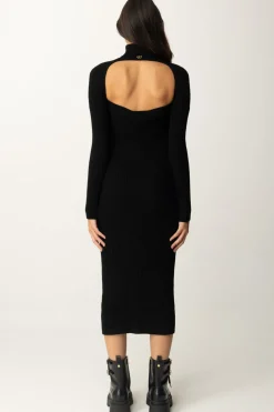 Twin-set Abito In Maglia a Coste con Collo AltoNERO