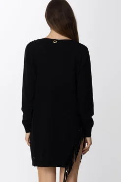 Twin-set Abito In Maglia con FrangeNERO