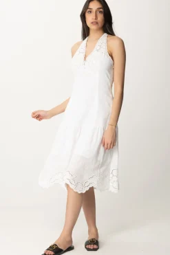 Twin-set Abito Longuette In Lino Ricamo FioriBIANCO OTTICO