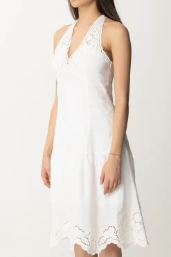 Twin-set Abito Longuette In Lino Ricamo FioriBIANCO OTTICO