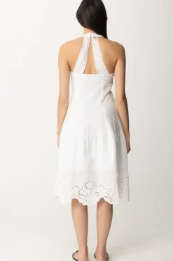 Twin-set Abito Longuette In Lino Ricamo FioriBIANCO OTTICO