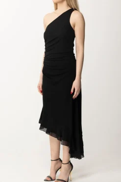 Twin-set Abito Longuette Monospalla con DrappeggiNERO