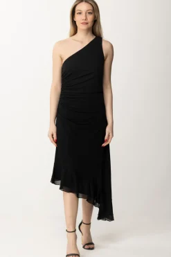 Twin-set Abito Longuette Monospalla con DrappeggiNERO