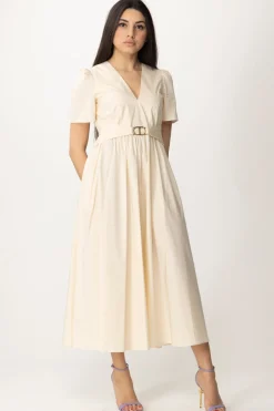 Twin-set Abito Longuette Maniche Corte In CotonePARCHMENT