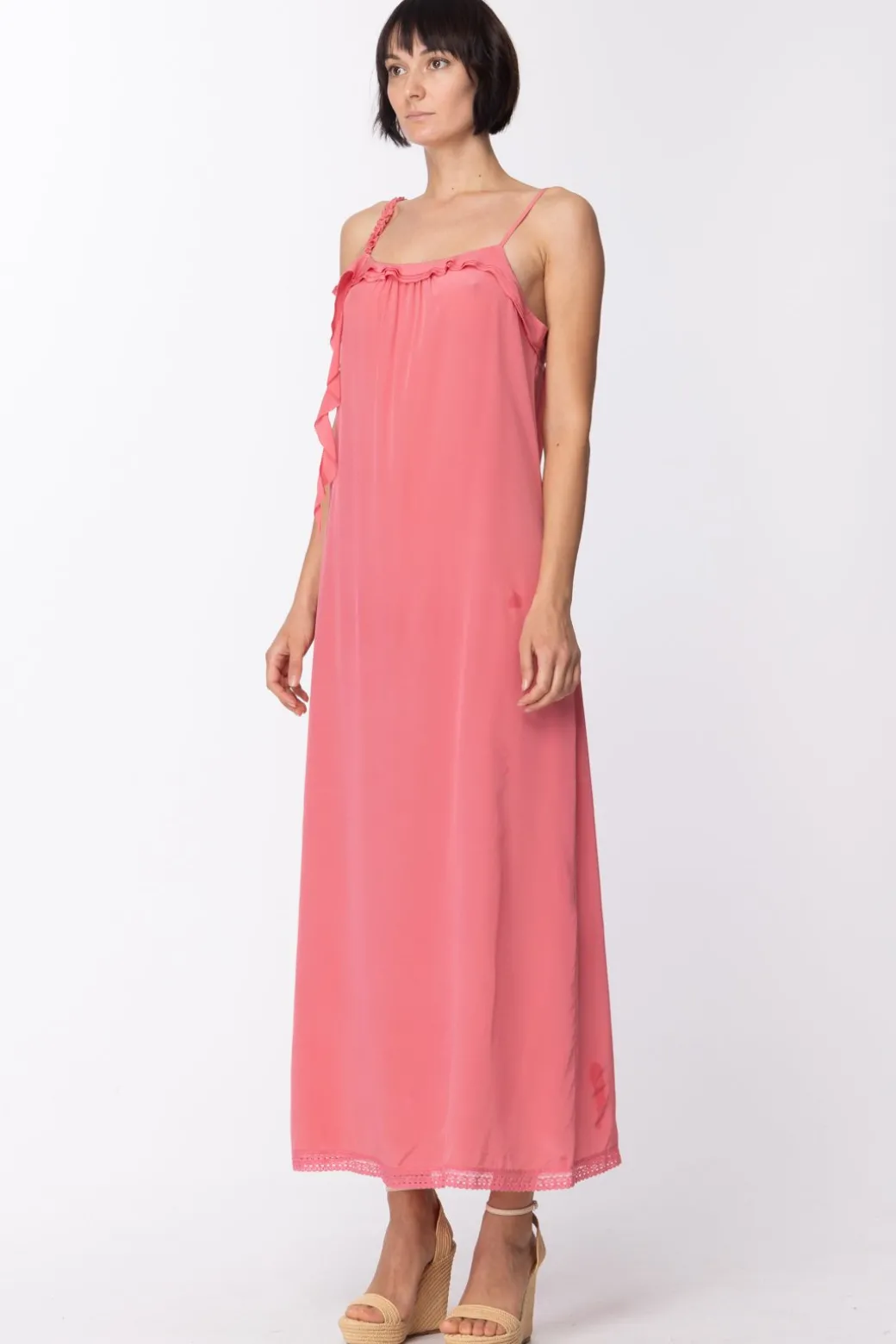 Twin-set Abito Lungo a Sottoveste In SetaROSA CHIC