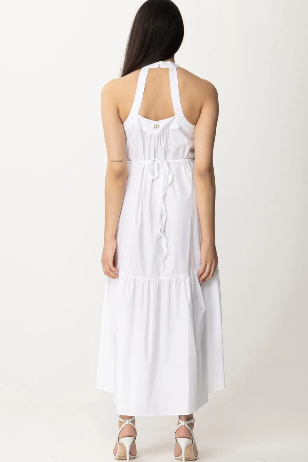 Twin-set Abito Lungo Asimmetrico In CotoneBIANCO OTTICO