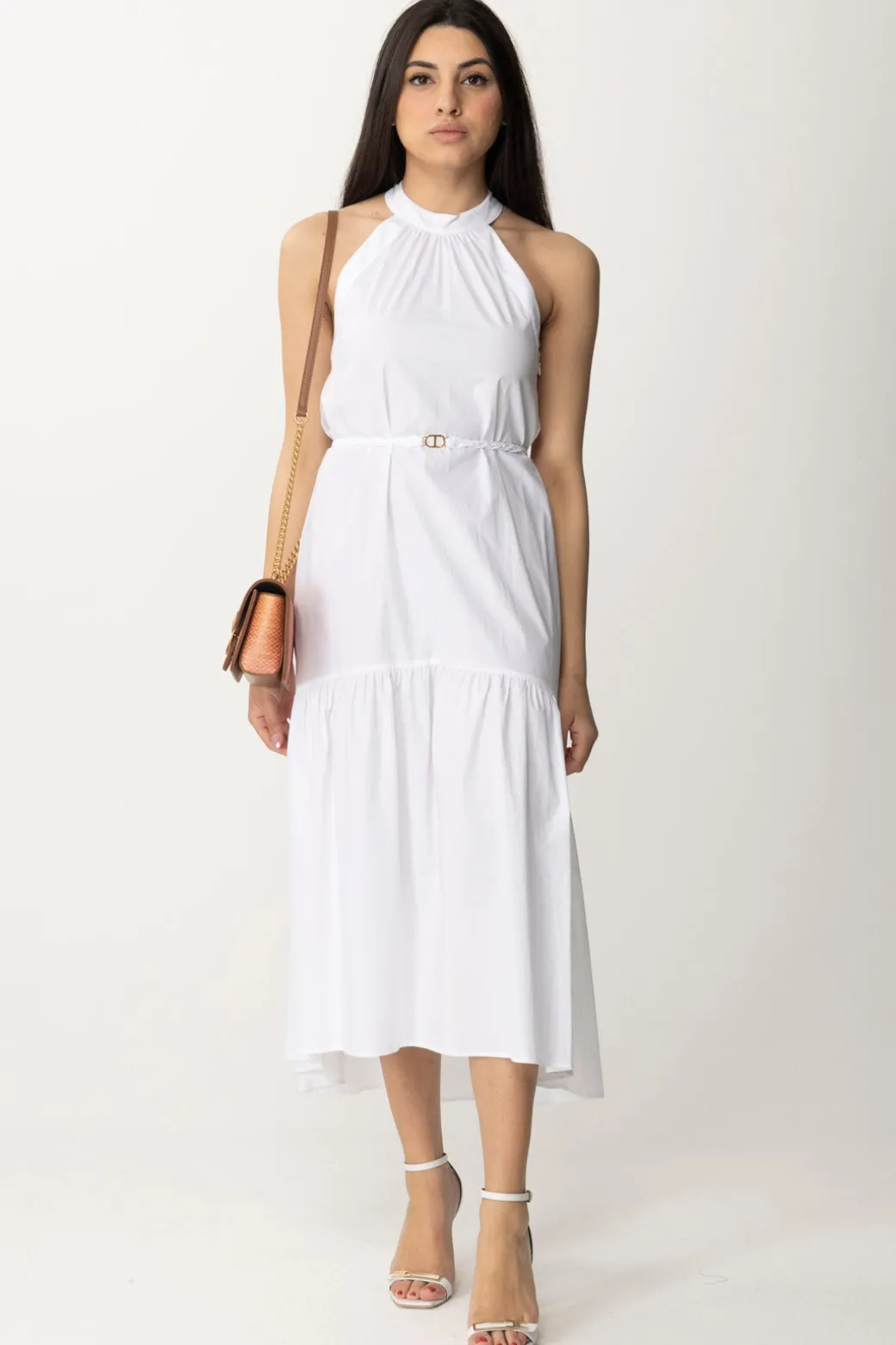 Twin-set Abito Lungo Asimmetrico In CotoneBIANCO OTTICO