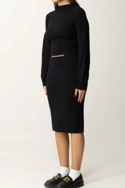 Twin-set Abito Lungo con Cintura LogataNERO