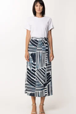 Twin-set Abito Lungo con Gonna StampataBIC.RIGHE/OTTICO