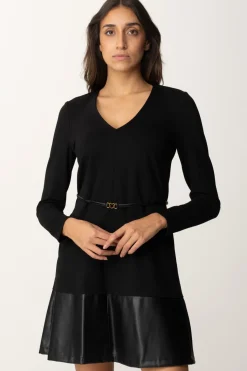 Twin-set Abito Lungo In Maglia con CinturaNERO