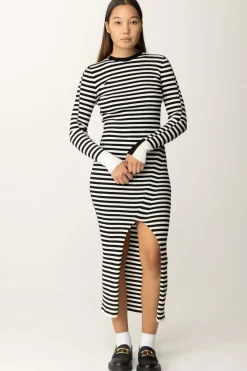 Twin-set Abito Lungo In Maglia a RigheBIC.NERO/NEVE