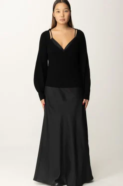 Twin-set Abito Lungo Sottoveste con MaglioneNERO