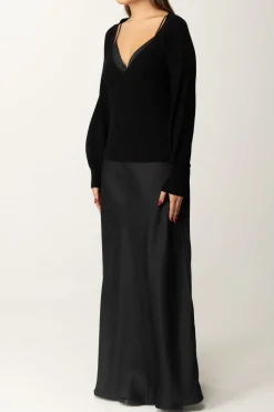 Twin-set Abito Lungo Sottoveste con MaglioneNERO