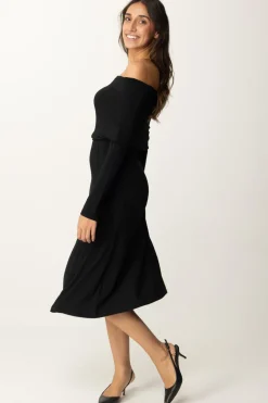 Twin-set Abito Midi con Ricamo LogoNERO