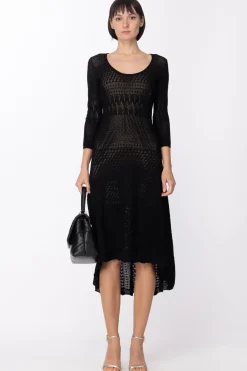 Twin-set Abito Midi In Punto PizzoNERO