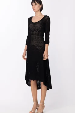 Twin-set Abito Midi In Punto PizzoNERO