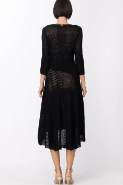 Twin-set Abito Midi In Punto PizzoNERO
