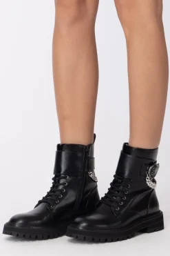 Twin-set Anfibi Effetto Pelle con CatenaNERO