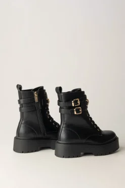 Twin-set Anfibi Stringati con Doppia FibbiaNERO