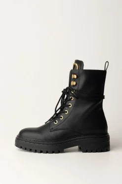 Twin-set Anfibi Stringati con Occhielli In MetalloNERO