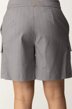 Twin-set Bermuda In Tessuto GessatoGRIGIO MELANGE GESSATO NEVE