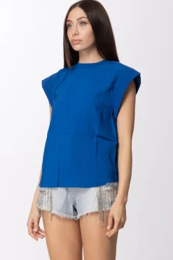 Twin-set Blusa con Risvolti In Tripla GeorgetteNAUTICAL BLUE
