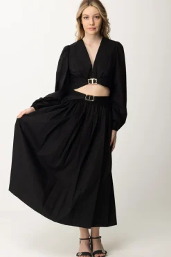 Twin-set Blusa Crop con Logo Oval TNERO