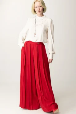 Twin-set Blusa In Crêpe con Ricamo FlorealeWHITE CREAM