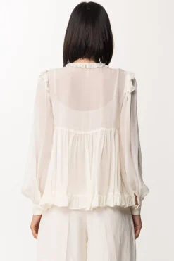 Twin-set Blusa In Georgette con Rouches e PizzoNEVE