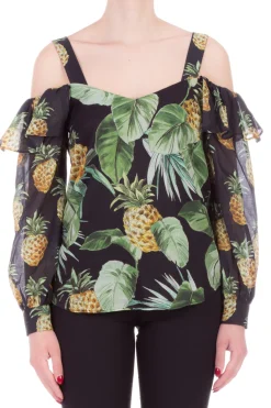 Twin-set Blusa Stampata con Cut OutST.SUMMER FRUITS NERO