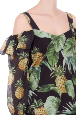 Twin-set Blusa Stampata con Cut OutST.SUMMER FRUITS NERO