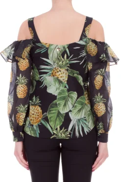 Twin-set Blusa Stampata con Cut OutST.SUMMER FRUITS NERO