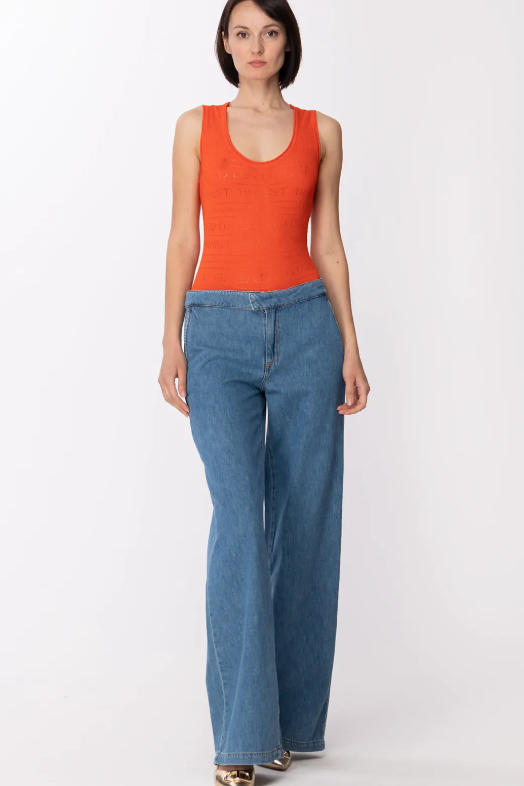 Twin-set Body In Maglia TraforataORANGE SUN