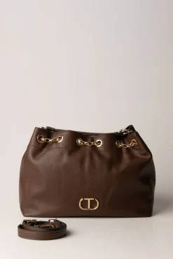 Twin-set Borsa a Secchiello Morbida con LogoCOFFEE CHOCOLATE