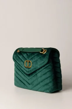 Twin-set Borsa a Tracolla 'dreamy' Media In VellutoMONSTERA GREEN