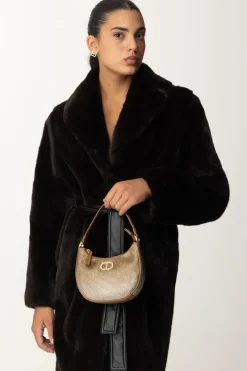 Twin-set Borsa Hobo Moon con Strass e LogoSANDY BROWN