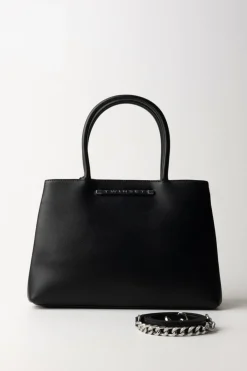 Twin-set Borsa Tote Media con Logo LetteringNERO