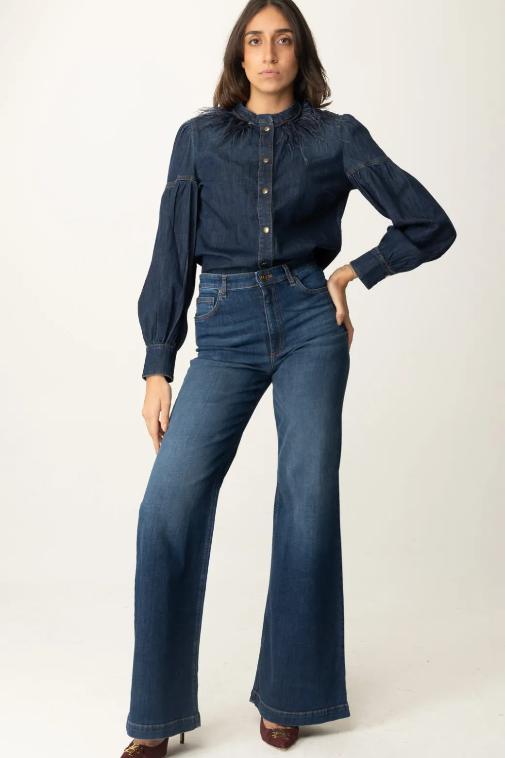 Twin-set Camicia In Jeans con PiumetteDENIM SCURO