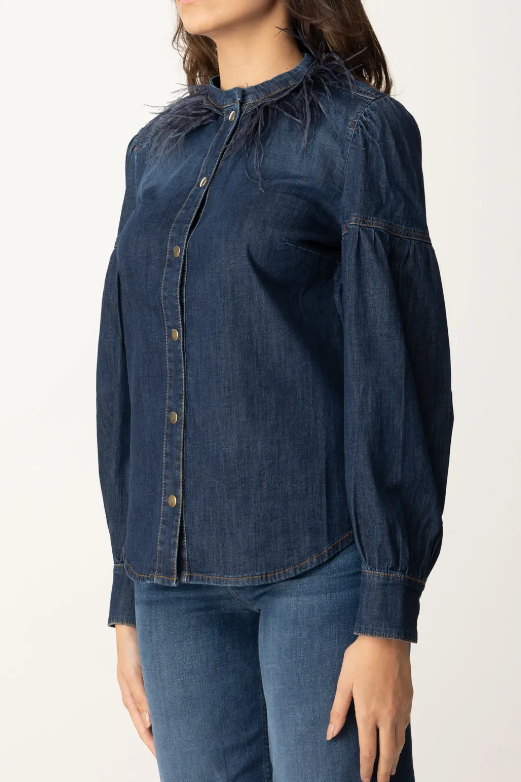 Twin-set Camicia In Jeans con PiumetteDENIM SCURO