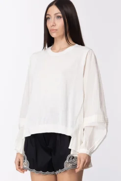 Twin-set Camicia In Mussola con Inserto Maglia In Misto LinoNEVE