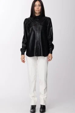 Twin-set Camicia In Tessuto Spalmato LeggeroNERO