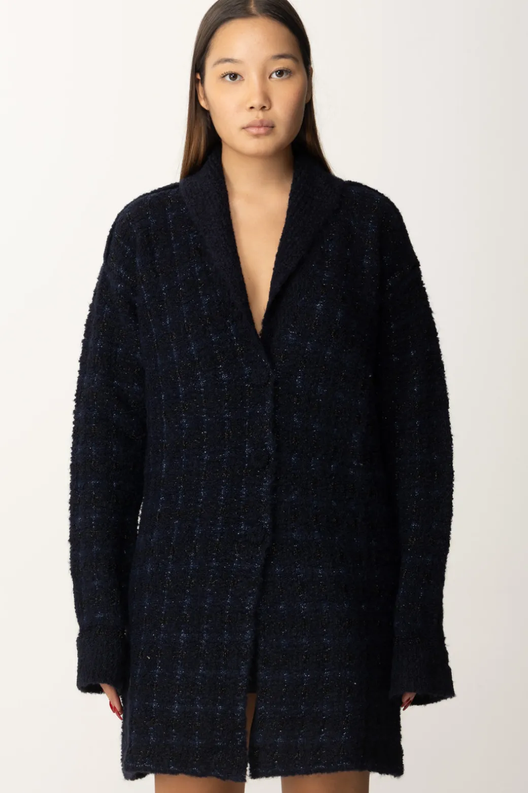 Twin-set Cappotto Bouclè In LurexJACQ.CHECK CLASSIC BLUE/LUREX