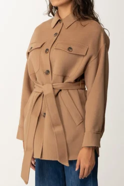 Twin-set Cappotto Caban In Panno con CinturaSANDY BROWN