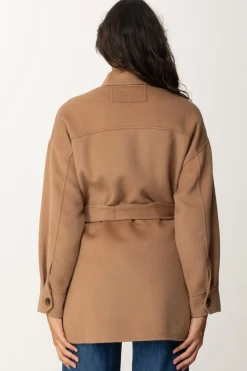 Twin-set Cappotto Caban In Panno con CinturaSANDY BROWN